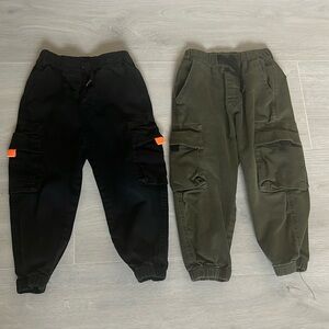 Kids' Black and Olive Cargo Joggers
